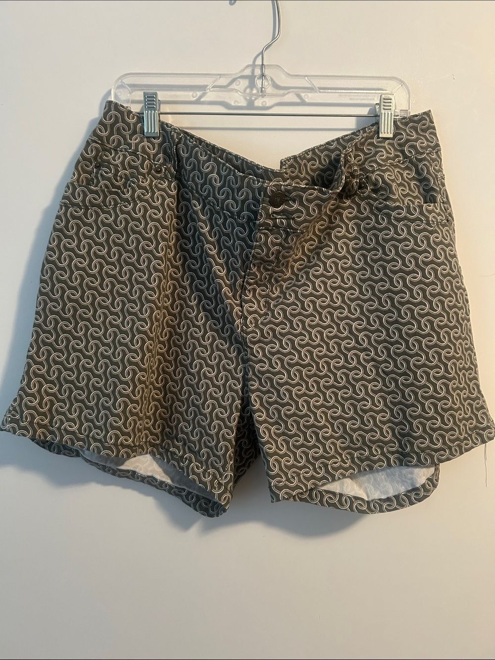 Sabrina Lauren Patterned Olive Green Shorts